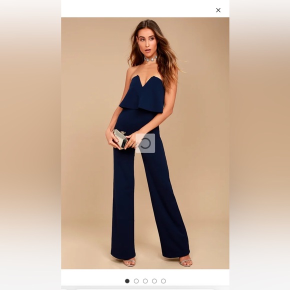 Lulu’s navy strapless formal  jumpsuit - Picture 1 of 5